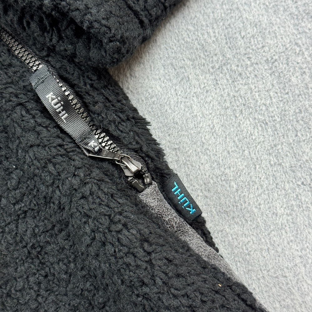 Kuhl Jacket Womens‎ XS Black Flight Pullover Sherpa Fleece Hooded Snap Button - Picture 2 of 14